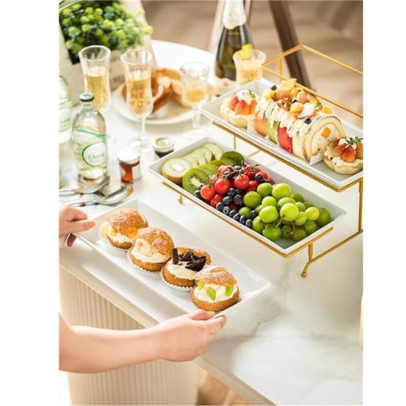 Large Tiered Serving Stand with Platters 3 Tier Serving Stand Serving Tray - Picture 5 of 8